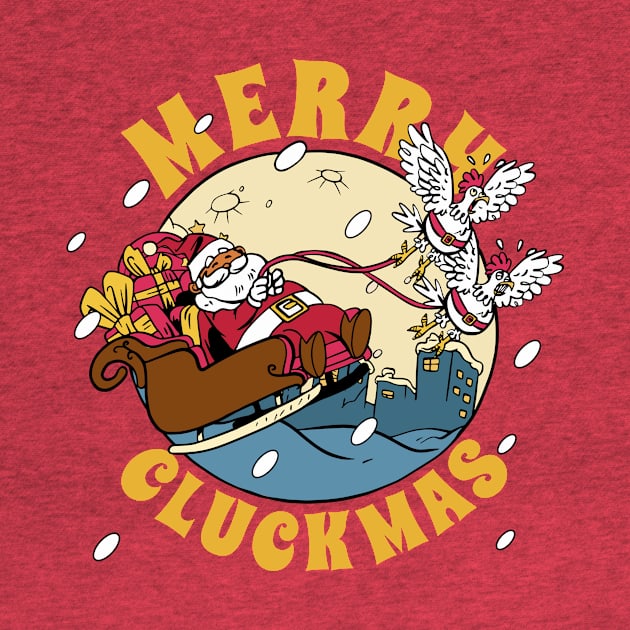 Merry Cluckmas // Funny Christmas Chickens & Santa by SLAG_Creative